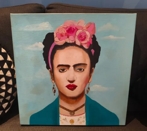 Tela Decorativa Frida Kahlo 40x40 cm (Chassi de Madeira)
