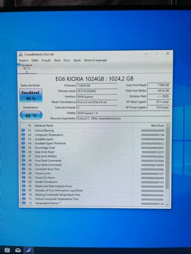 SSD NVMe 1TB muito conservado