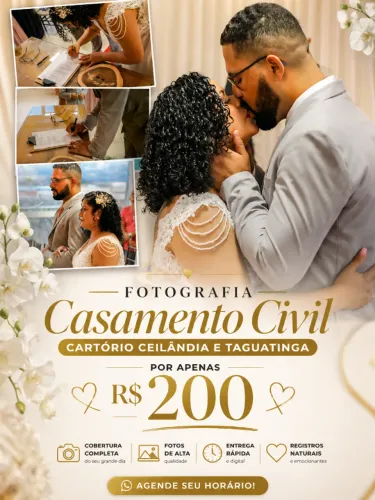 Fotografia: Casamento Civil (Cartório Ceilândia e Taguatinga) - R$ 200
