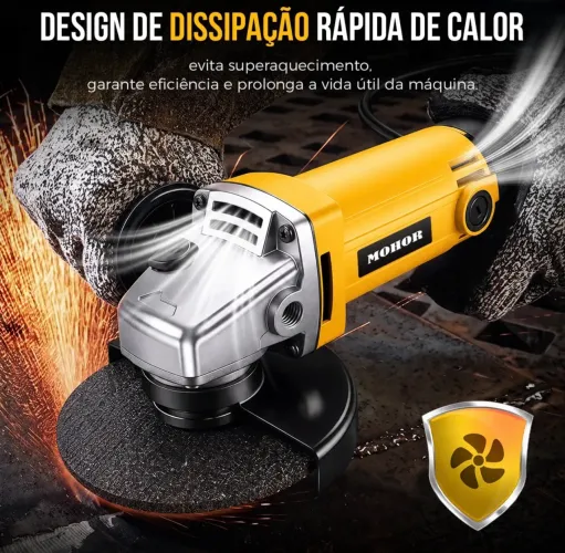 Esmerilhadeira Lixadeira Angular 1100w 115mm 11000rpm 3disco Amarelo 220v 50 Hz/60 Hz