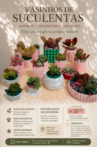 Vasinhos de Suculentas Personalizados | Ótima opção para decoração e presentes