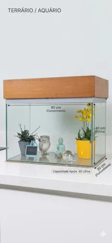 Aquário / Terrário de Vidro - 65 Litros (Excelente Estado)
