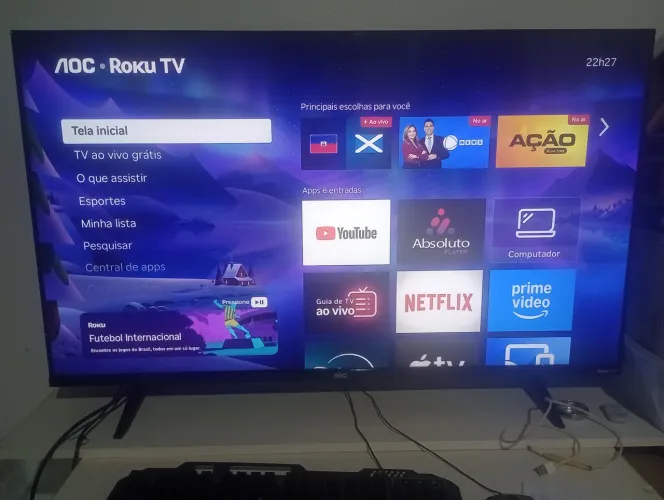 VENDE-SE SMART TV AOC ROKU 43 SEMI NOVA