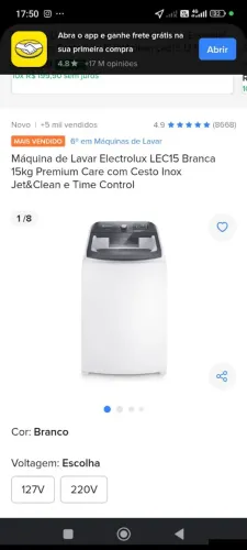 Máquina de lavar Eletrolux 15 kl