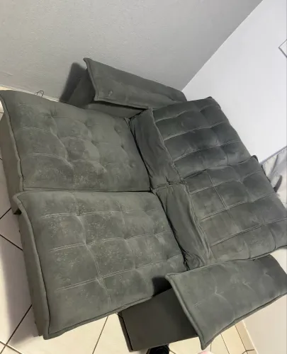 Sofá retrátil reclinável espuma 15 cm 2 metros cor grafite