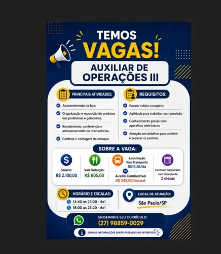 AUXILIAR DE OPERAÇÕES III