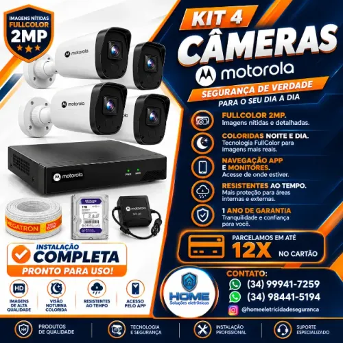 Câmeras de Segurança/ Kit 04 Câmeras Motorola FullColor
