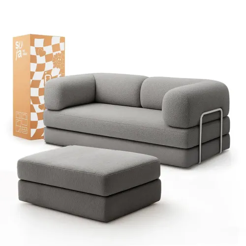 Sofá Cama Bloom - Sofá na Caixa Tecido Cotelê Cinza ##NA CAIXA!##