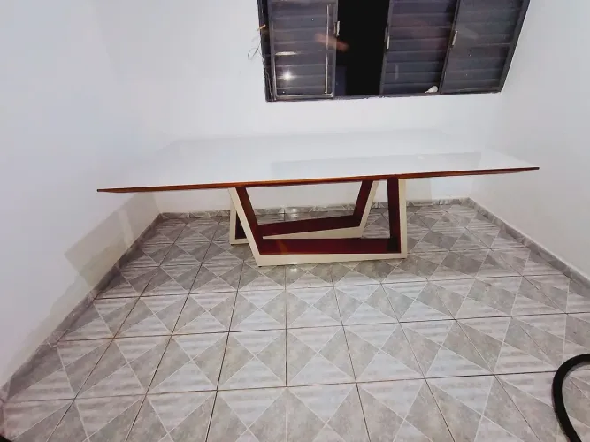 Mesa 2,20 tampo madeira e vidro