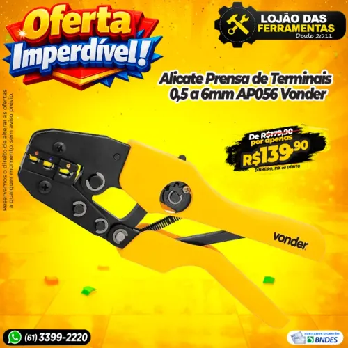 Alicate Prensa de Terminais 0,5 a 6mm AP056 Vonder