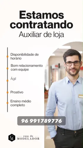 Vaga de emprego auxiliar de loja