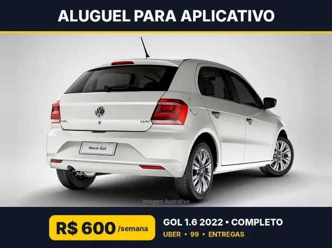 Aluguel | Locação Gol 1.6 2022 Completo p/ Uber, 99 e Entregas - R$ 600/semana