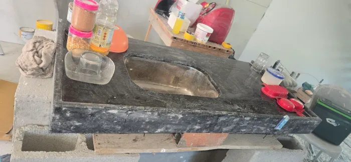 Pia pedra verde Ubatuba com pia