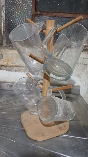 4 Canecas para chop de vidro com suporte