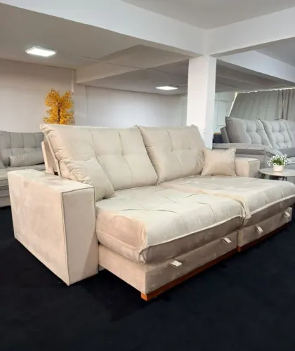 Sofá bege MEGA CONFORTÁVEL COM MOLAS
