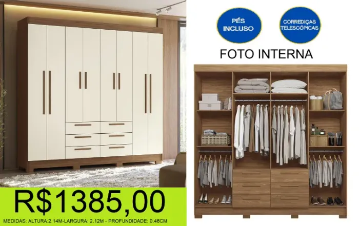 roupeiro - amplo - diversas gavetas -compre e retire hoje mesmo 