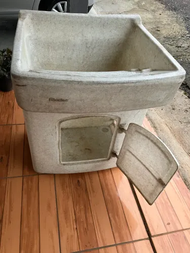 Tanque de Lavar Fibratec 2 em 1 com Armário 32 litros Tanquinho 394 - Cinza