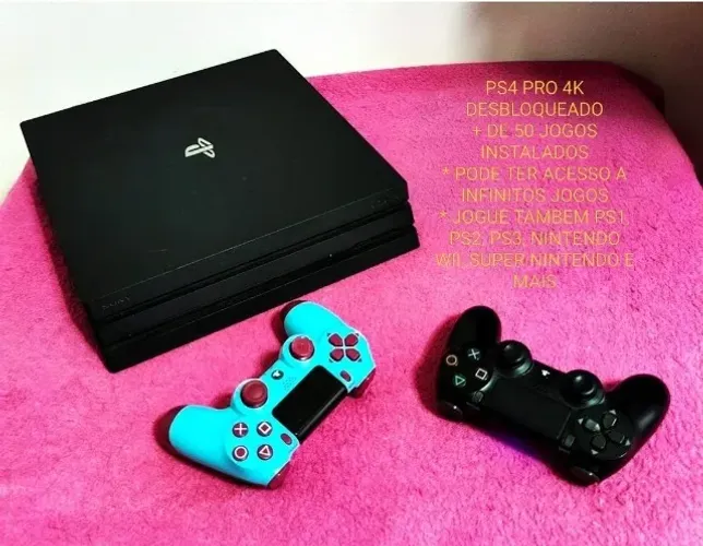 PS4 Pro 4k + de 50 Jogos Instalados - Ac cartão