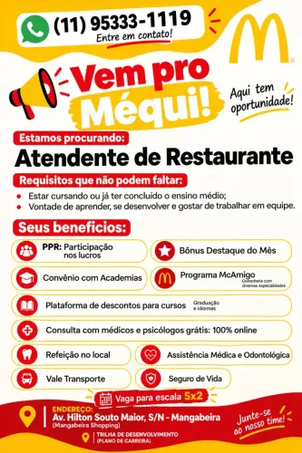 Vaga - Atendente de Restaurante