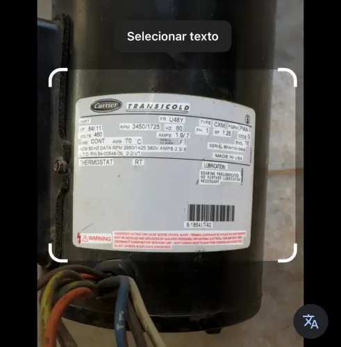 Motor para contêiner frigorífico carrier