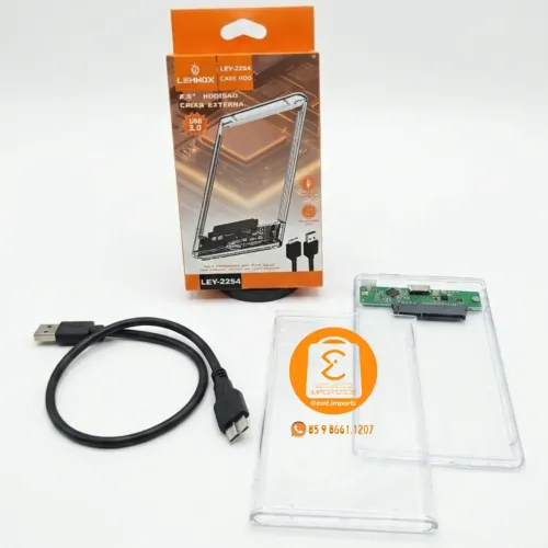 USB 3.0 Case HD / SSD SATA 2.5 Externo Transparente (PC, Notebook, PS Videogame etc)