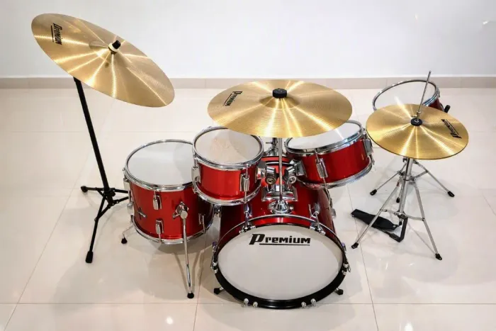 Bateria Infantil Premium Dx45j Junior Vermelha Completa + kit de prato premium novo
