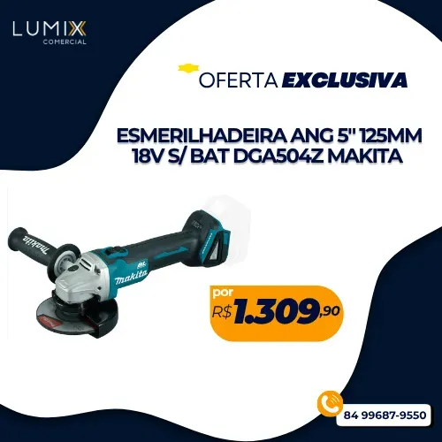 ESMERILHADEIRA ANG 5" 125MM 18V S/ BAT DGA504Z MAKITA