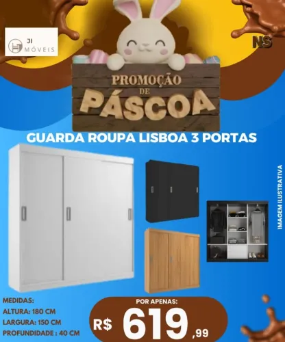 Guarda roupa 3 portas de correr