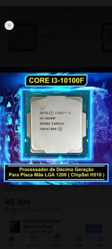 Processador core i3 10100f 100% funcionando