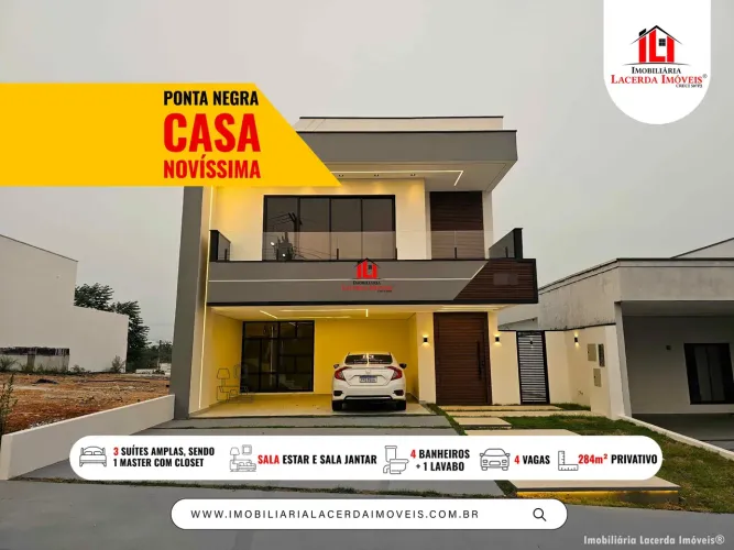 Quinta das Marinas Casa Duplex com 380 m² com 3 suítes em Ponta Negra - Manaus - AM