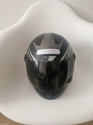 Capacete Moto R8 Fechado, Viseira Fumê, Preto/cinza, Tam. 58