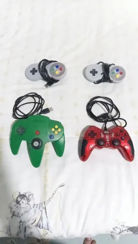 Kit 4 Joystick Emuladores PC - Jogos PC - Playstation 1,2,3 - Nintendo 64 e Super Nintendo