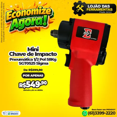 Mini Chave de Impacto Pneumática 1/2 Pol 58Kg SGT0525 Sigma