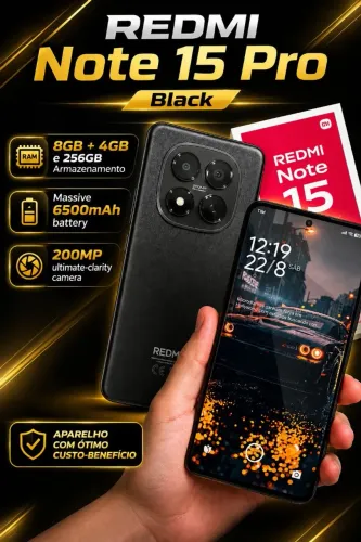 REDMI Note 15 Pro Black<br>8GB+4GB e 256GB Armazenamento