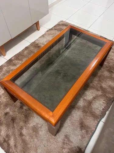 Mesa de Centro Madeira + Vidro 