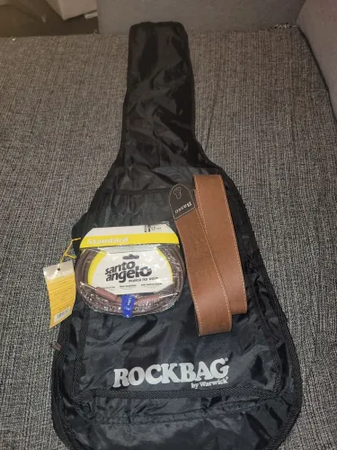 Kit Acessórios Guitarra NOVOS: Bag Rockbag + Cabo Santo Angelo + Correia Basso