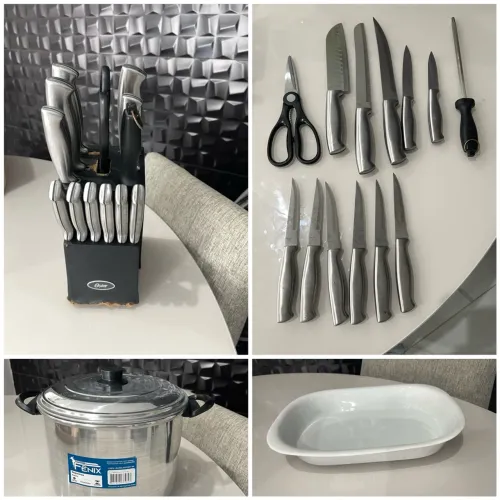 Faqueiro Oster em Inox + Panela Fênix + Travessa porcelana