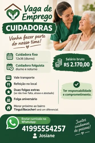 Vaga de emprego para cuidadoras 