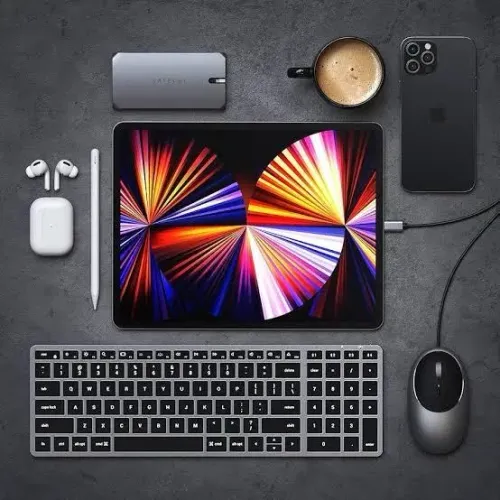 Teclado Satechi Bluetooth Slim X2 Retroiluminado Usb C Wireless Sem Fio Mac iOS Pc