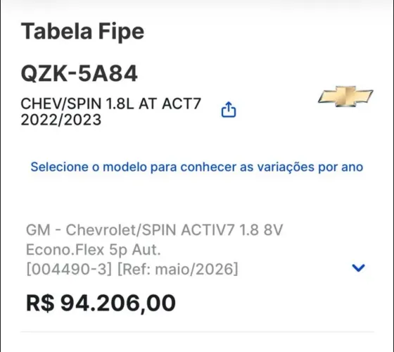 Chevrolet Spin Activ7 1.8 8V Econo.flex 5P Aut. 2023