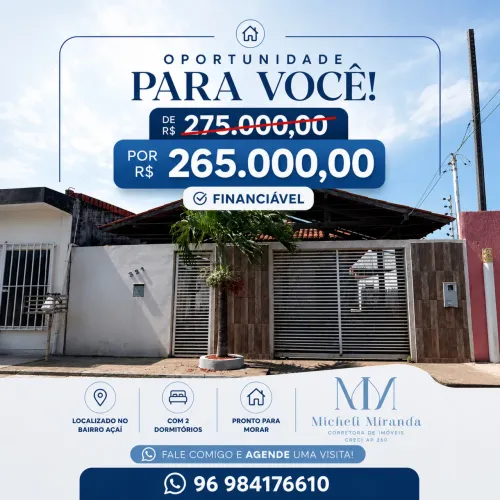 Casa a venda no bairro açaí financiável