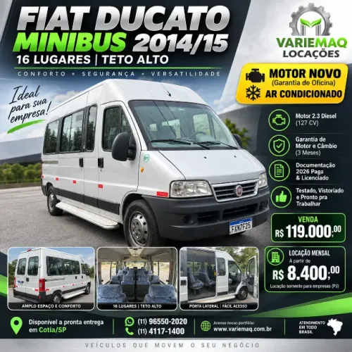 Micro Ônibus Van Ducato 16 passageiros com Ar Condicionado - Motor Novo - 2015