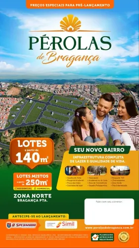 Terreno à venda em Bragança Paulista-SP, Jardim Águas Claras, 140m² de área. Aproveite ess