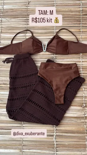 Kit biquíni e calça tricô 