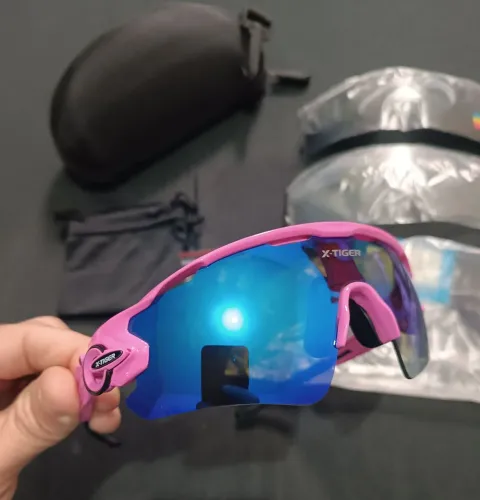 Óculos de sol esportivo ideal para ciclismo, corrida,pesca ,kit com 3 lentes