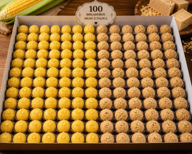100 brigadeiros de milho e paçoca