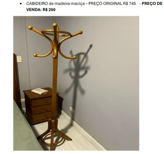 CABIDEIRO de madeira maciça