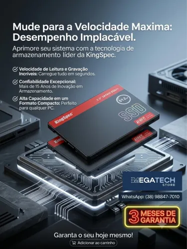 SSD SATA 512GB KingSpec R$ 525,00 1 TERA KingSpec R$ 867,00