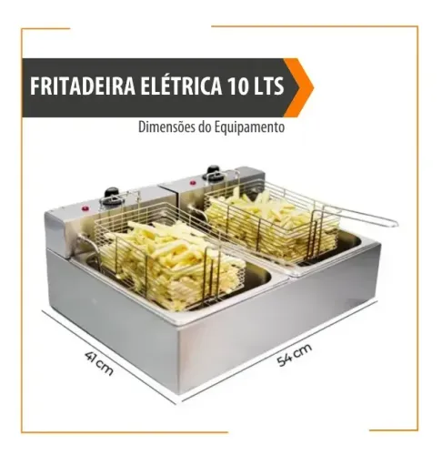 Fritadeira Eletrica 10 litros Profissional FDS 10 Aço inoxidável 5000 W