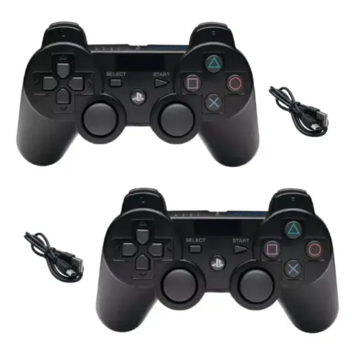 Controle Joystick Sem Fio Dualshock 3 Ps3 Preto Compatível + Cabo pra jogar no PC